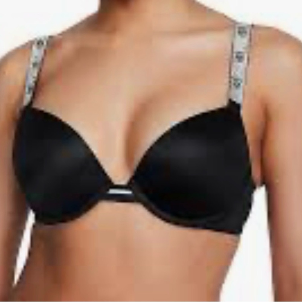 Victoria's Secret Black Push-Up Bra with Logo Straps